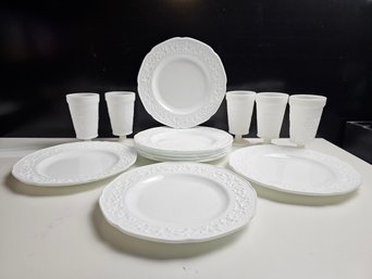 Vintage White Milk Glass Dinnerware Set