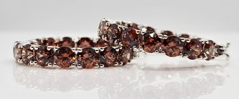 Swarovski Carmel Crystal Celestial Inside Out Earrings In Rhodium Over Sterling