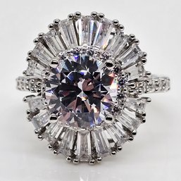 Premium White CZ, Rhodium Over Sterling Ring