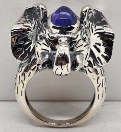 Tanzanite Elephant Ring In Sterling