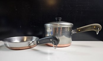 Vintage Revere Ware Copperclad Stainless Steel Pot And Pan Lot