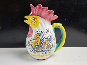 Deruta Italy Hand Painted Ceramic Rooster Pitcher