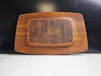 Vintage Dansk Staved Teak Charcuterie Board Serving Tray