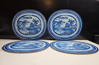 Acorn Iconic Blue Willow Asian Replica Dinner Mat Set Of 4