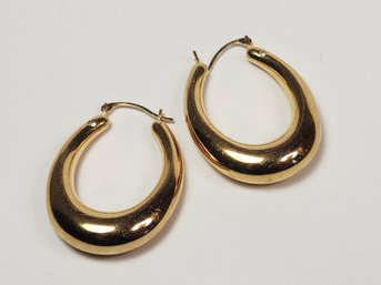 WOW.......,.,.,14K Yellow Gold Puffy Hoop Earrings