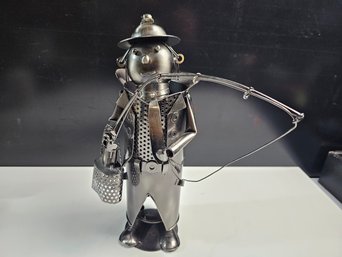 Handmade Metal Wine Bottle Holder Fisherman