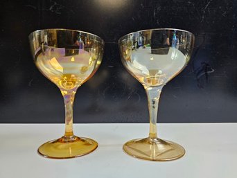 Beautiful Vintage Amber Colored Chakpagne Coupe Glasses