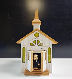 Awesome Vintage Wooden Church Music Box With Movement