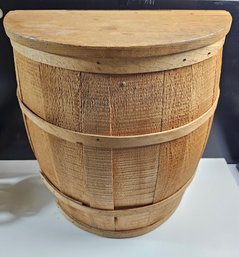 Unique Half Round Wooden Barrel Dump Bin With Lid -very Cool