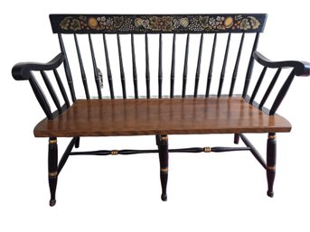 Vintage Hitchcock Style Hand Painted Deacon's Bench