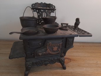 Vintage Crescent Iron Stove & Pans