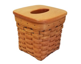 Vintage 2004 Longaberger Tall Tissue Basket With Wooden Lid Signed & Dated