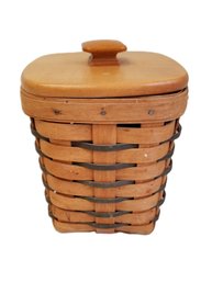 Vintage 1997 Longaberger Heartland Collection Small Spoon Basket With Wooden Lid Signed/dated