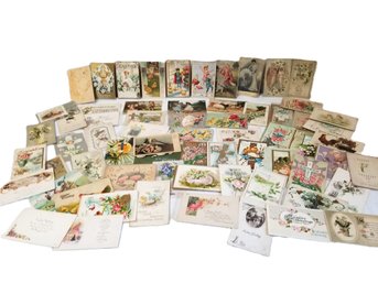 Antique Early 1900's Easter Holiday Postcards: Chicks,  Rabbits, Flowers Posted & Unposted - 185 Cards