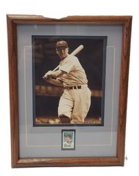 Vintage Framed NY Yankees Lou Gehrig Photo With Commemorative USPS Postage Stamp