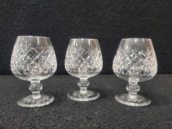Trio Of Cut Crystal Footed Brandy Snifter Glasses