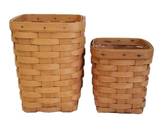 2 Vintage 1998 Longaberger Square Baskets Signed & Dated