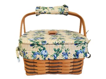 Vtg. 1998 Longaberger Cake Basket With Rose Trellis Liner  & Plastic Protector & Double Handles Signed/dated