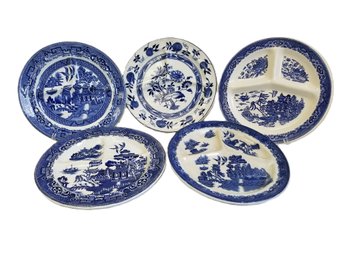Collection Of Divided Dinner/serving Plates By Staffordshire, Willow Wake, Blue Willow, John Steventon  & More