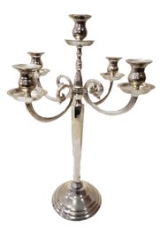 Dramatic Silver Plate 5 Arm Candelabra - Made In India