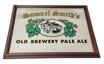 Vintage Wood Framed Samuel Smith's Old Brewery Pale Ale Bar Man Cave Wall Mirror