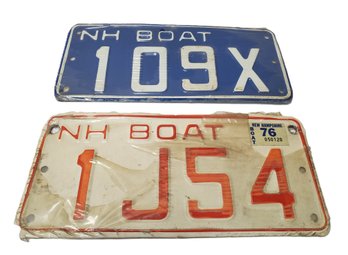 Two Vintage Boat Metal License Plates