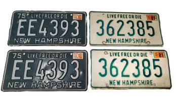 Two Pair Of Vintage Collectible New Hampshire Auto License Plates - Matching Numbers