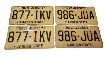 Two Pair Of Vintage Collectible New Jersey Auto License Plates - Matching Numbers