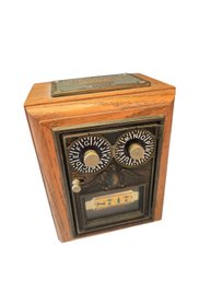 Jolly Good Industries Post Office Door Coin Bank. Mid 20 Century.  Code Works.