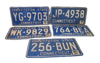 Five Vintage Connecticut Metal Automobile License Plates