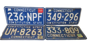 Four Vintage Metal Automobile Connecticut License Plates