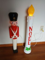 Vintage Nutcracker / NOEL Candle Blow Mold Figures