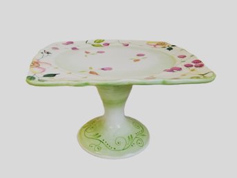 Evelyn Collection By Tracy Porter Hand Painted Pedestal Cake Stand With Scallop Edge