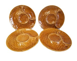 4 Vintage French Artichokes Plates In Majolica From Gien