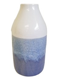 Decorative Large Ceramic Vase With Two-tone Blue Textured Base