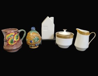 Mixed Lot Of Decorative & Dining Items By Hearth & Home, Majolica Pottery Portugal, Mikasa Bone China