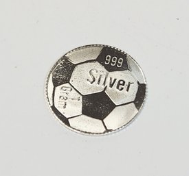1 Gram  Soccer Ball  .999 Fine Silver Ingot / Bar