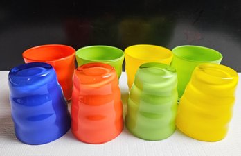 Beautiful Multicolored Juice Glass Lot Of 8