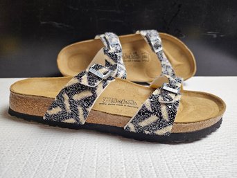 Birki's Birkenstock Tahiti Black White Glitter Sandals