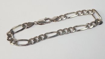 Vintage  Sterling Silver Figaro Link Curb Chain Bracelet