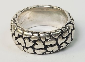 Vintage Heavy Solid Sterling Silver With Scale Texture Band Ring