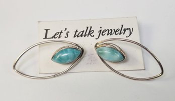 New Sterling Silver Larimar Stone  Earrings