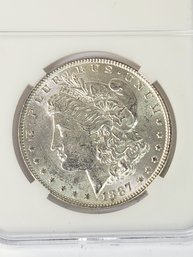 1887 Morgan SILVER Dollar SUPER UNCIRCULATED In Case