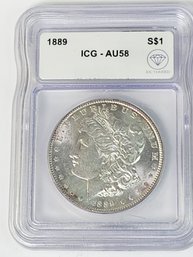 1889 Morgan SILVER Dollar IGC Graded Slab AU58 UNC