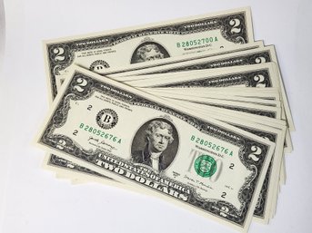 25 Consecutive # Crispy UNC $2 Dollar Bills  2017 ($50 Face Value)