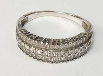 Vintage Sterling Silver Real Diamond Studded Ring