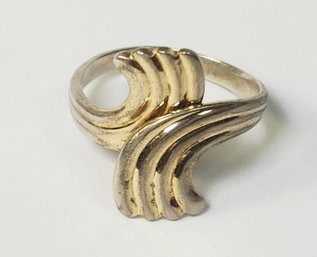 Vintage Gold Over Sterling Silver Ribbed Textured Swirl Ring