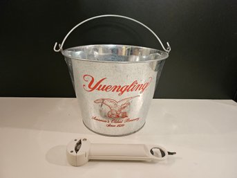 Yuengling Galvanized Beer Bucket & Multi-Function Bottle Opener Combo Lot