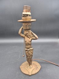 Antique Art Deco Cast Iron Nude Maiden Lamp