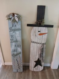 Wooden Christmas Porch Leaner/sign Decor Lot